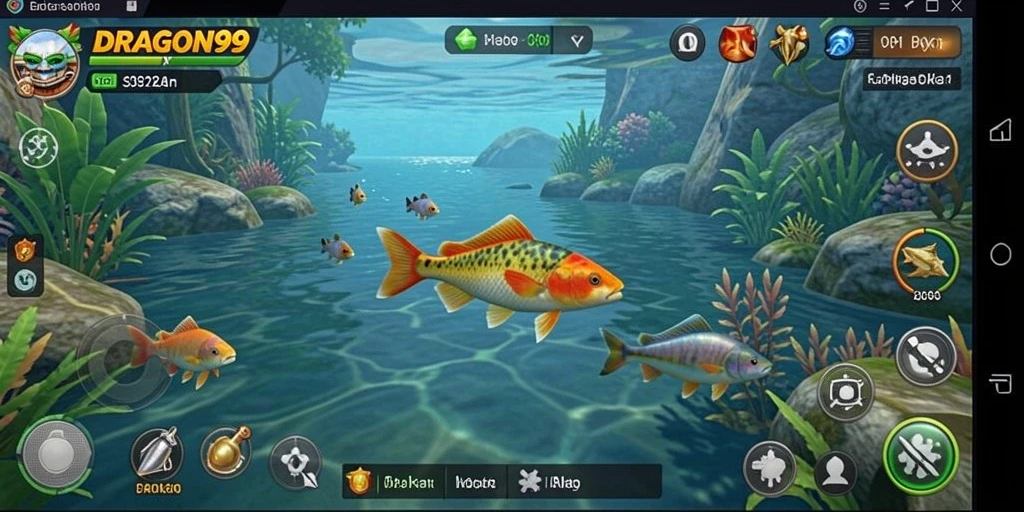 Tampilan gameplay seru saat memancing di DRAGON99 yang memukau.