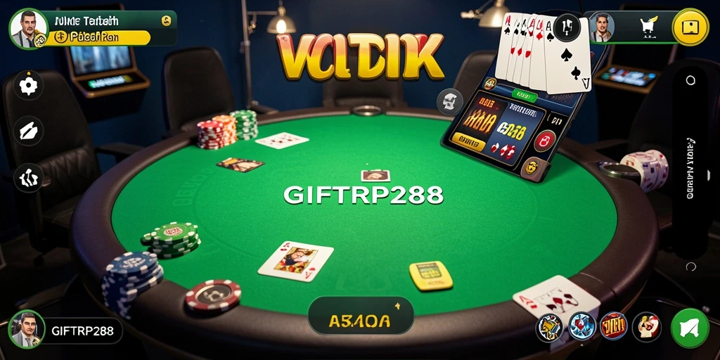 Screenshot menunjukkan aksi seru dalam permainan Poker di GIFTRP288.