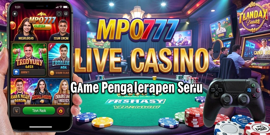 Tampilan utama MPO777 menampilkan dealer langsung dan permainan kasino yang seru.