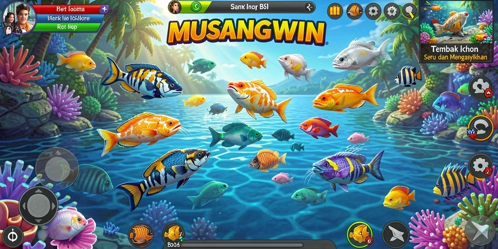 Tampilan gameplay seru dari MUSANGWIN saat menangkap ikan.