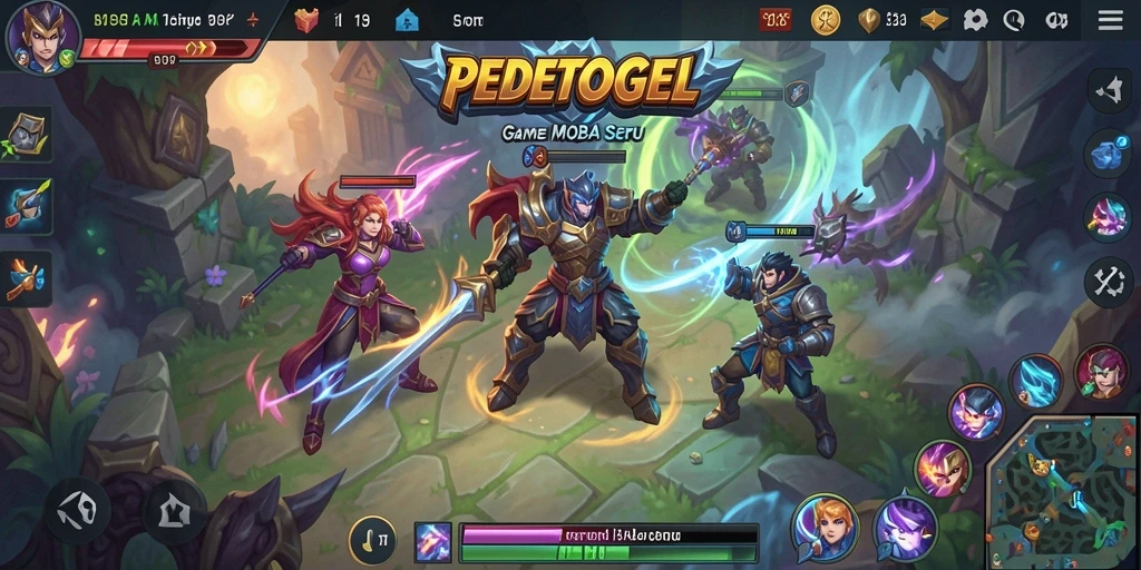 Screenshot gameplay PEDETOGEL yang menampilkan pertempuran seru di arena MOBA.