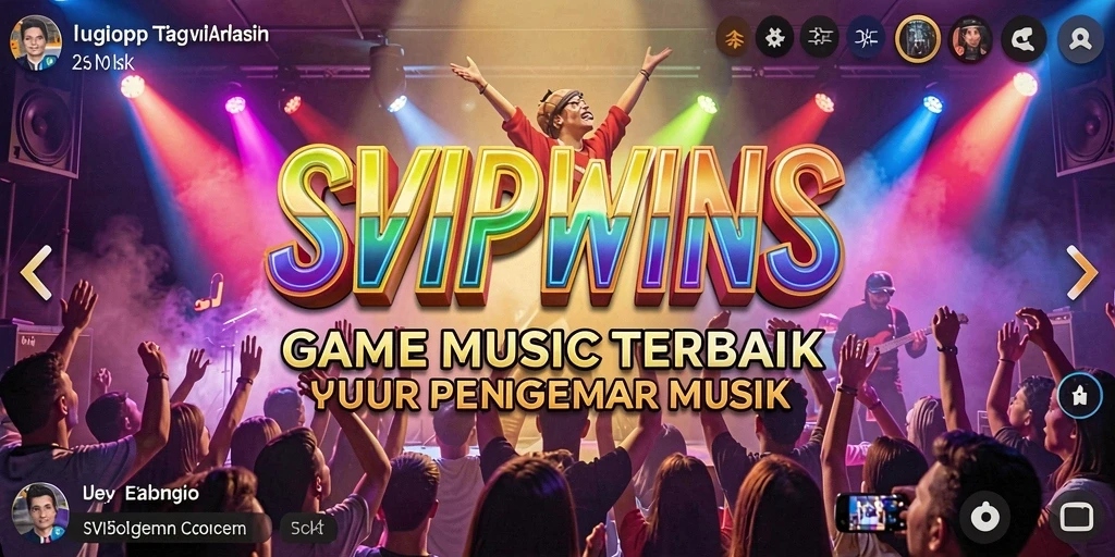 Screenshot gameplay SVIPWINS menunjukkan interaksi pengguna dalam fitur musik.